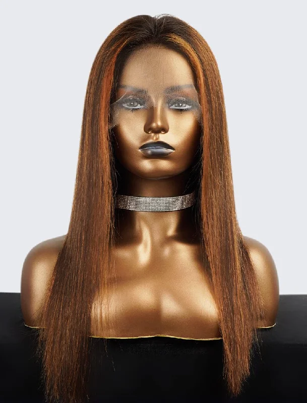 Colored wig with a middle - part for a classic and elegant styleClearance 13*6 HD Transparent Lace Front Wigs 18 inches 100% Full Cuticle Virgin Hair