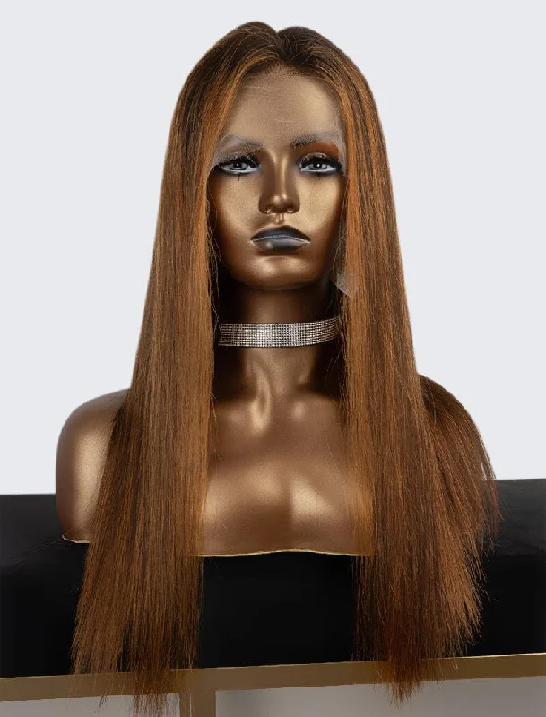 Colored wig with a side - part for a more flattering appearanceClearance 13*6 HD Transparent Lace Front Wigs 18inches 100% Full Cuticle Virgin Hair