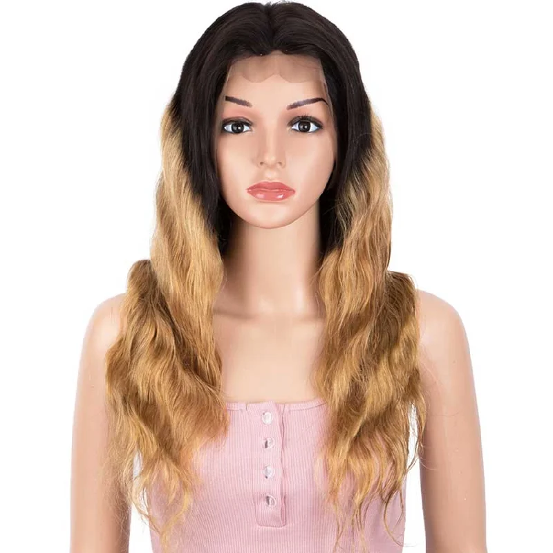 Colored wig with a pre - bleached knot for a natural - looking scalpRebecca Fashion 13x4 Lace Front Wigs Body Wave Human Hair 150% Density Black To Blonde Color