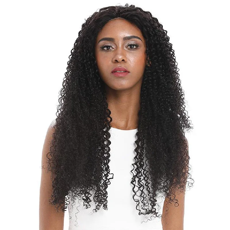 Colored wig with a silk - base cap for a comfortable and smooth feelRebecca Fashion 13x4 Lace Frontal Wigs Kinky Curly 100% Human Hair 180% Density Natural Black Color