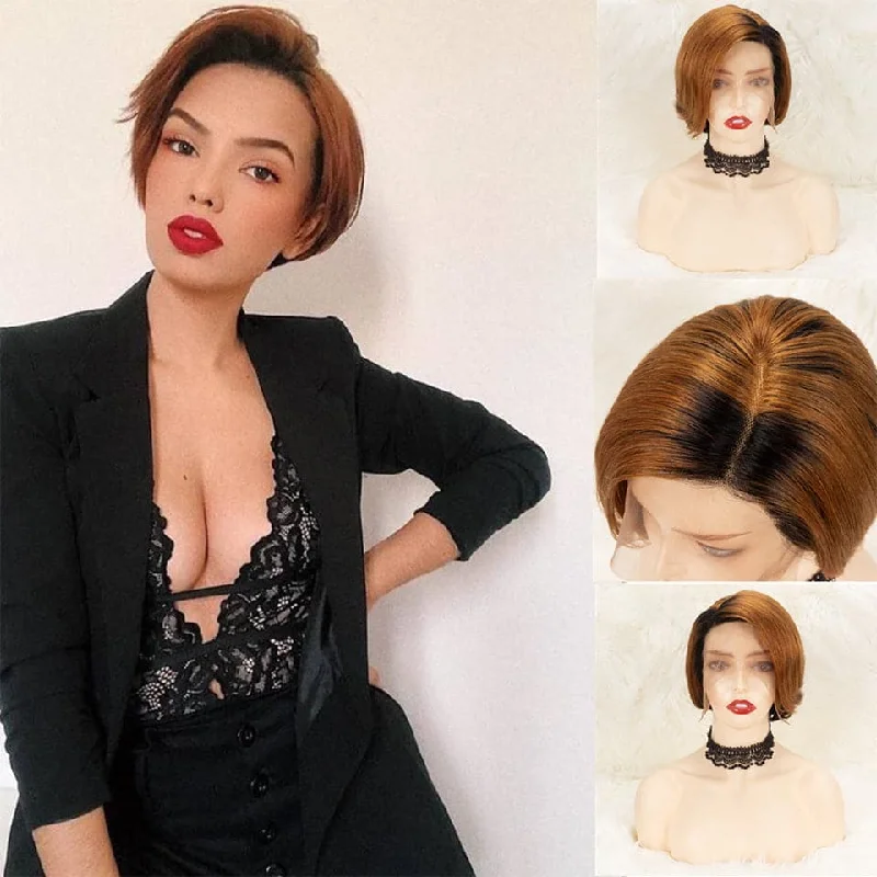 Colored wig with a wavy texture for a beachy and fun look1B/30 13x1 T Lace Front Pixie Cut Remy Short Bob Wigs for Women Human Hair