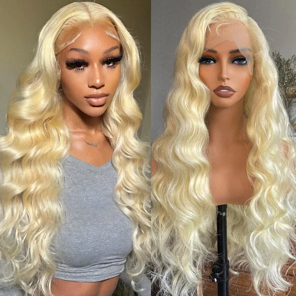 Colored wig with a curly texture for a bold and stylish choice613 Blonde 360 HD Lace Front Wig Body Wave Human Hair Glueless Wigs