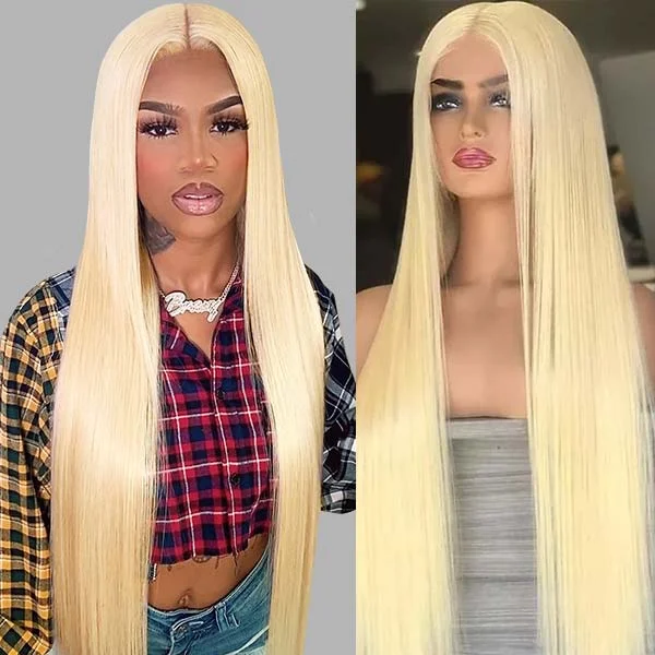 Colored wig with a purple - violet shade for a regal and elegant look613 Blonde Straight Hair 4x4 Lace Closure Wigs HD Transparent Lace Front Human Hair Wig