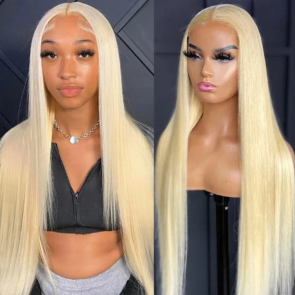 Colored wig with a silk - base cap for a comfortable and smooth feel613 T Part Wig Blonde Straight Human Hair Wigs HD 13x4 Lace Front Wigs 30 Inch Blonde Hair