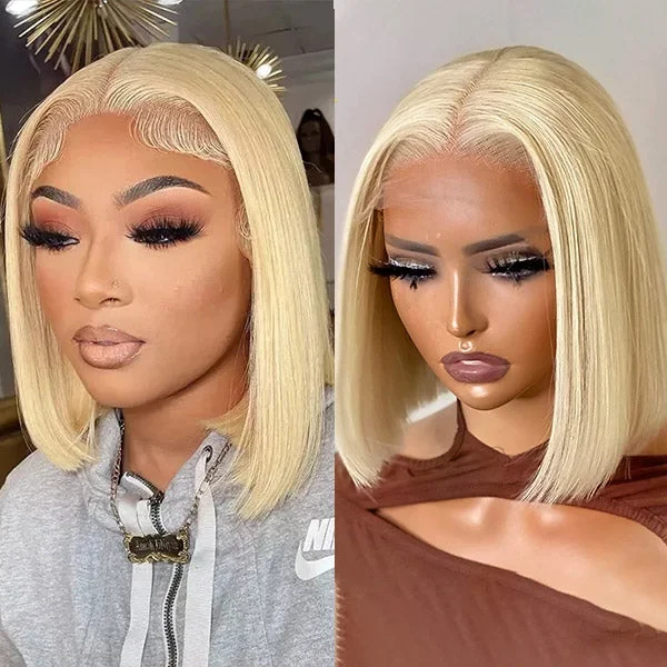 Colored wig with a wavy texture for a beachy and fun look613 Blonde Bob Wigs Short Straight Bob Wigs 4x4 HD Lace Closure Wig