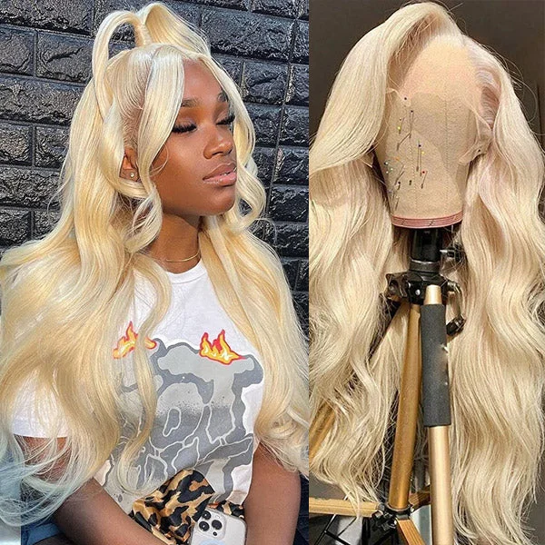 Colored wig with a pre - bleached knot for a natural - looking scalp36 Inch Blonde Lace Front Wig 613 Body Wave Wig 13x4 Human Hair Wigs 613 Color Wigs