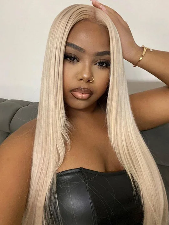 Colored wig with a silk - base cap for a comfortable and smooth feelBone Straight Ash Blonde Wig 13x4 13x6 HD Transparent Lace Human Hair Wigs