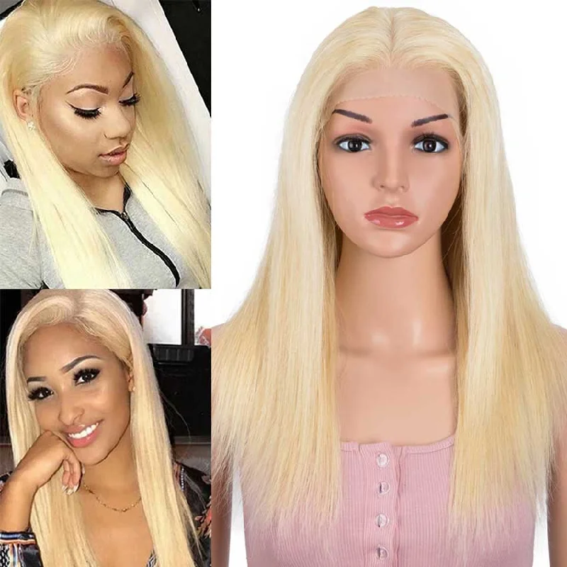 Colored wig with a purple - violet shade for a regal and elegant lookRebecca Fashion Blonde Straight 13x6 Lace Front Wig Human Hair 150% Density