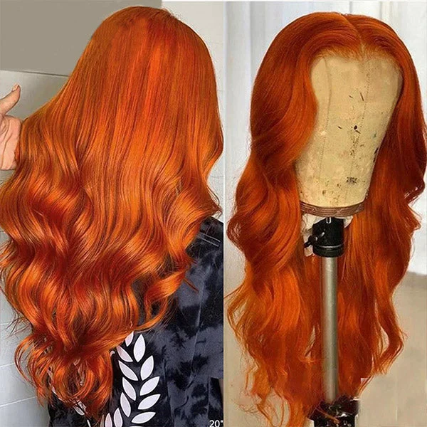 Colored wig with a straight texture for a sleek and minimalist lookGinger Wig Body Wave Human Hair Wig T Part Lace Wigs Pre Plucked