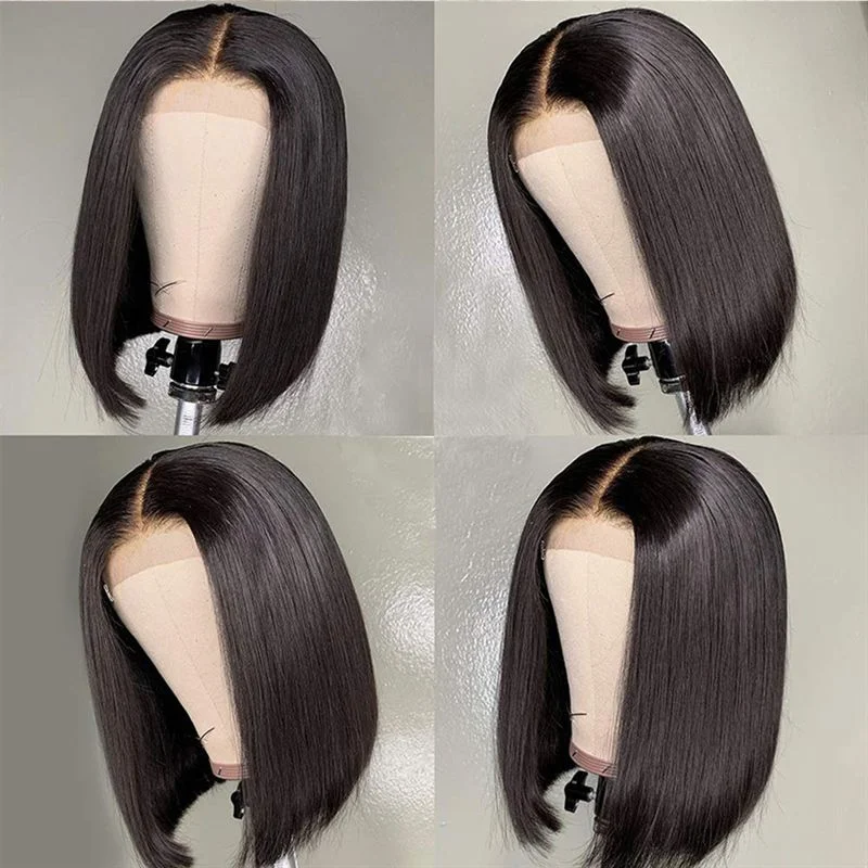 Colored wig with a pre - bleached knot for a natural - looking scalpPremium Wig - Classy Chic Front Lace Middle Part Bob