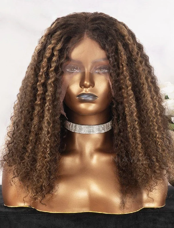 Colored wig with a silk - base cap for a comfortable and smooth feelDenise #Highlight 3B 3C Curly Human Hair Lace Colored Wigs