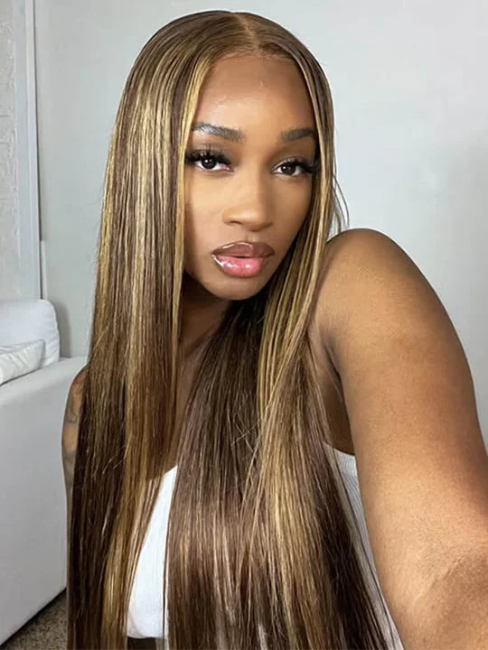 Colored wig with a middle - part for a classic and elegant style[Influencer] Wear & Go 24inch 5x5 HD Lace Wig P4/27 Highlight Wig 250% Density