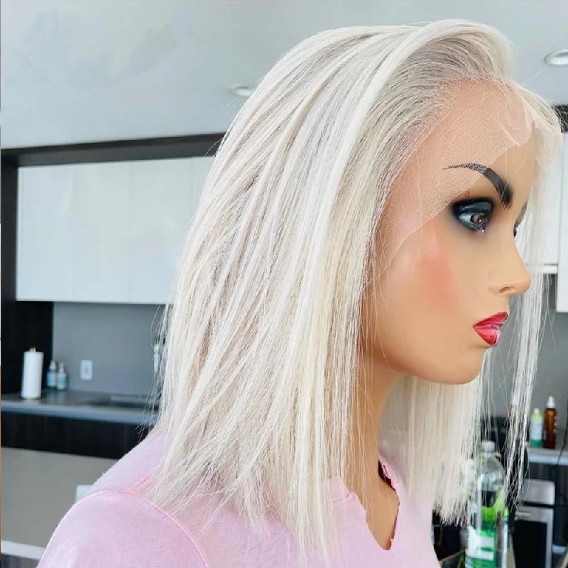 Colored wig with a silk - base cap for a comfortable and smooth feelLuxury Lengths Straight Blonde Lace Front Wig