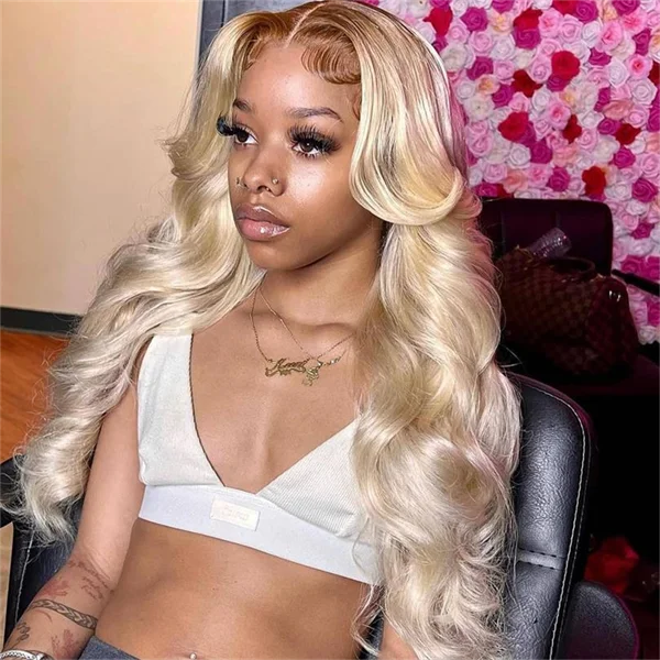 Colored wig with a pre - bleached knot for a natural - looking scalp613 Blonde Wig With Brown Roots Body Wave T4/613 Ombre Blonde Lace Front Wigs