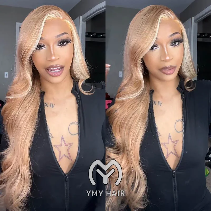 Colored wig with a straight texture for a sleek and minimalist lookBody Wave 13x4/13x6 HD Glueless Ready to Go Wigs P16/613 Ombre Blonde Color Human Hair Pre Bleached 230% Density