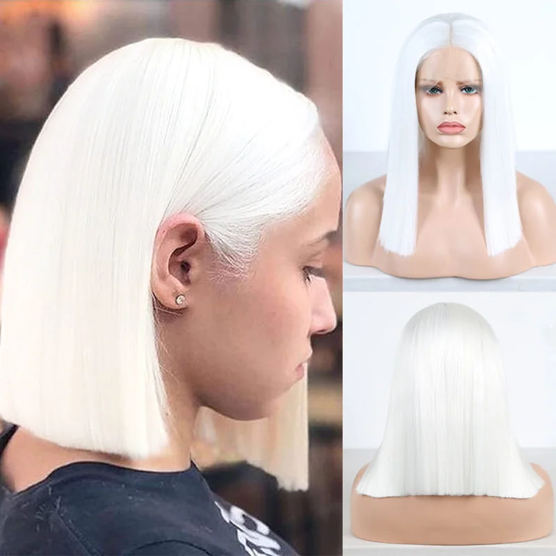 Colored wig with a 150 - density for a full and thick appearanceShades of  White T Lace Front Wig