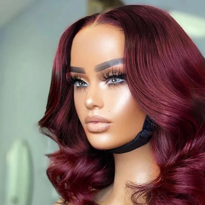 Colored wig with a straight texture for a sleek and minimalist lookSpecial Offer Wear Go Glueless Bob Wig Reddish Brown/Dark Brown/99j Color Loose Body Wave Pre Cut 6x5 Lace Short Wig