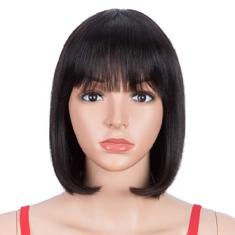 Colored wig with a blue - green ombre effect for a unique and trendy appearanceRebecca Fashion Straight Hair Wigs 130% Density Short Bob Human Hair Wig