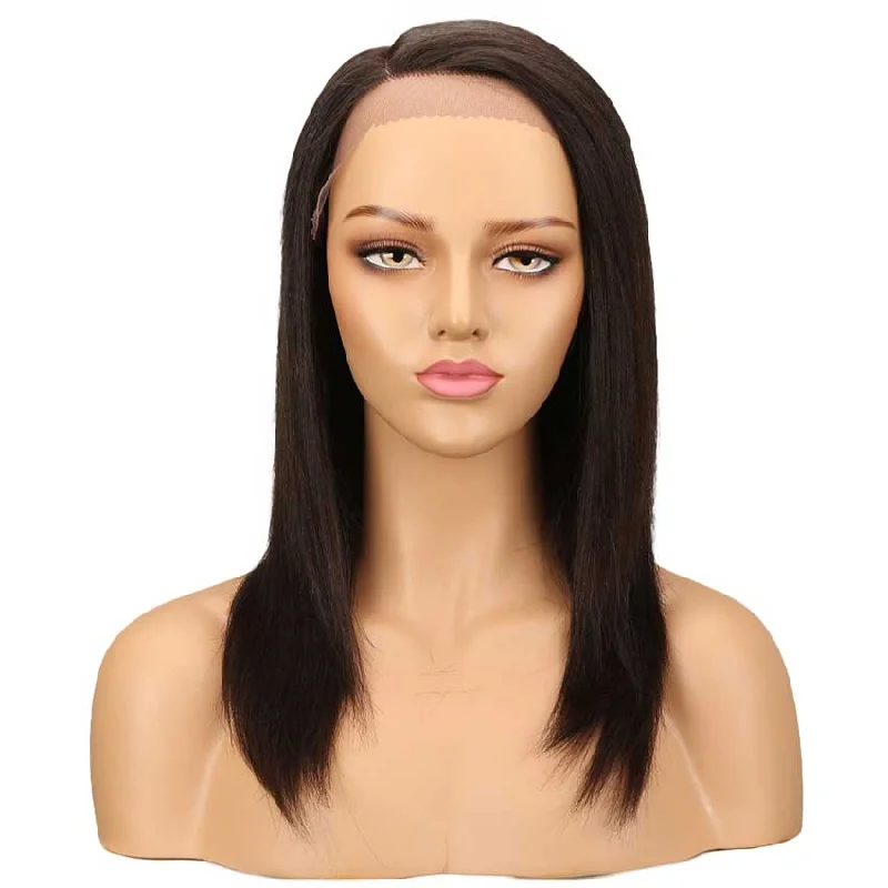 Colored wig with a natural - looking root for a more realistic lookRebecca Fashion Straight Human Hair Wig Hand Tied Lace Part 18 Inch Wig 2#