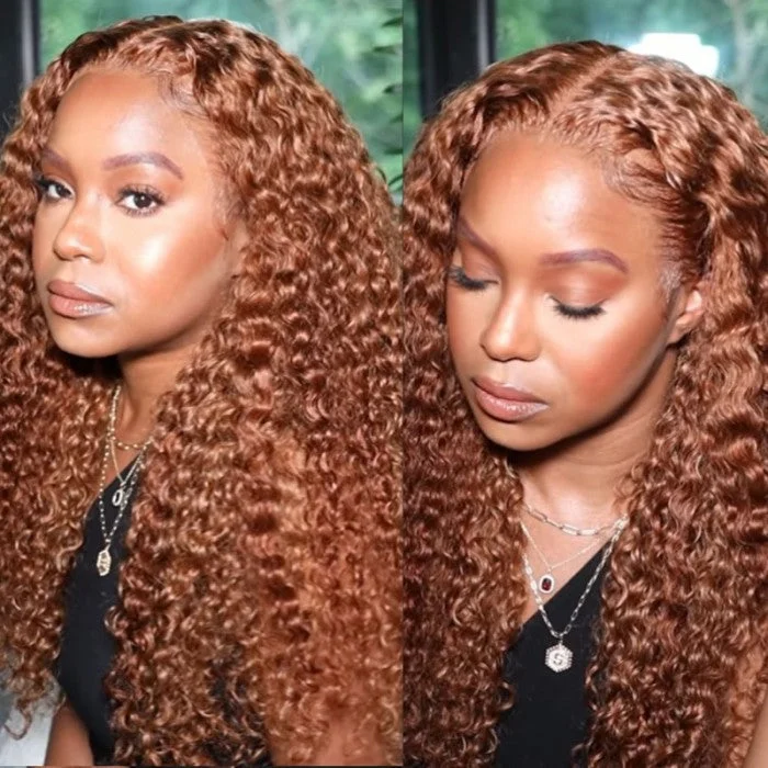 Colored wig with a straight texture for a sleek and minimalist lookSunber Ginger Brown Lace Front Wig Full And Thick Human Hair For Black Women