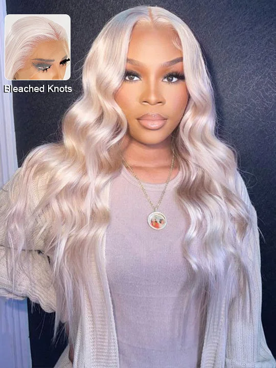 Colored wig with a silver - grey color for a trendy and cool - toned lookWhite Wig 3D Body Wave 13x4 13x6 Transparent HD Lace Human Hair Wigs