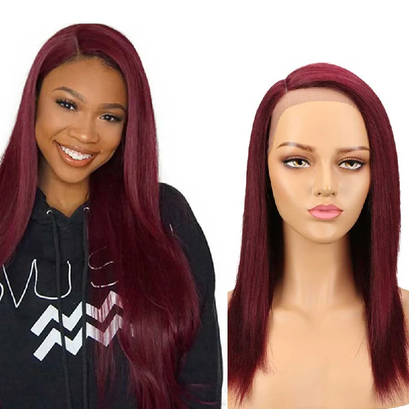 Colored wig with a blue - green ombre effect for a unique and trendy appearanceRebecca Fashion Burgundy Lace Wigs 18 Inch Side Part Human Hair Wig