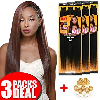 Braided wigs with a natural - looking scalp for a more realistic finish[3 PACKS DEAL] Royal Zury Synthetic 3X Value Pack Pre-Stretched 22" Crochet Braid YAKY BRAID 3X