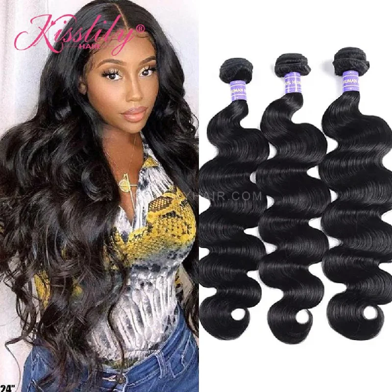 Braided wigs with a water - wave texture for a unique lookKisslily Hair 3 PCs Body Wave Indian Virgin Bundle [WEFT17]