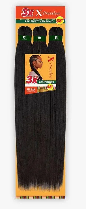 Bob - length braided wigs for a short and sassy look3X X-PRESSION 58" PRE-STRETCHED BRAID HAIR