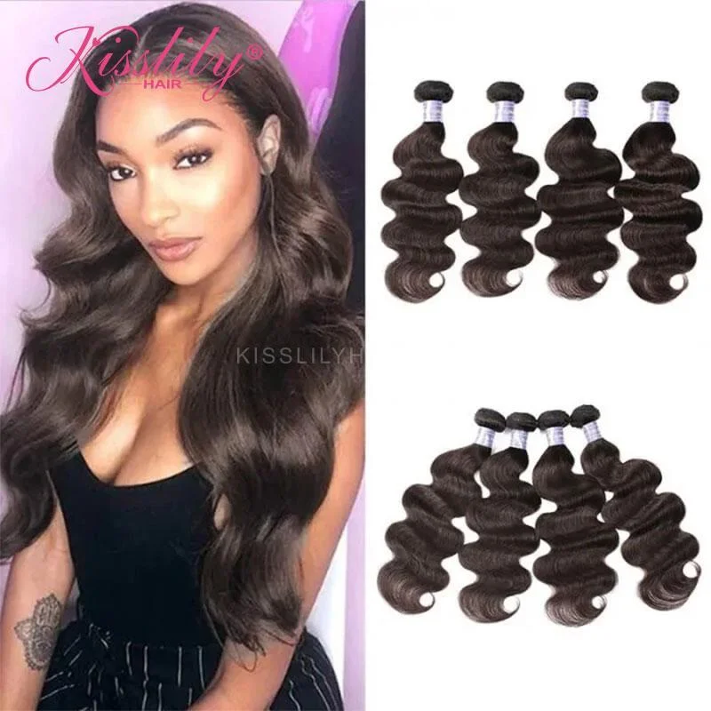 Braided wigs with a 180 - density for a full and thick appearanceKisslily Hair 4 PCs Body Wave Indian Virgin Bundle [WEFT25]