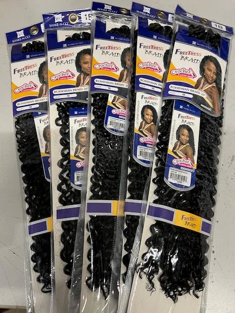 Braided wigs with a pre - plucked hairline for a natural look5 Packs Deal for Shake n Go FreeTress Bohemian Braid 20" Crochet Synthetic Braiding Hair