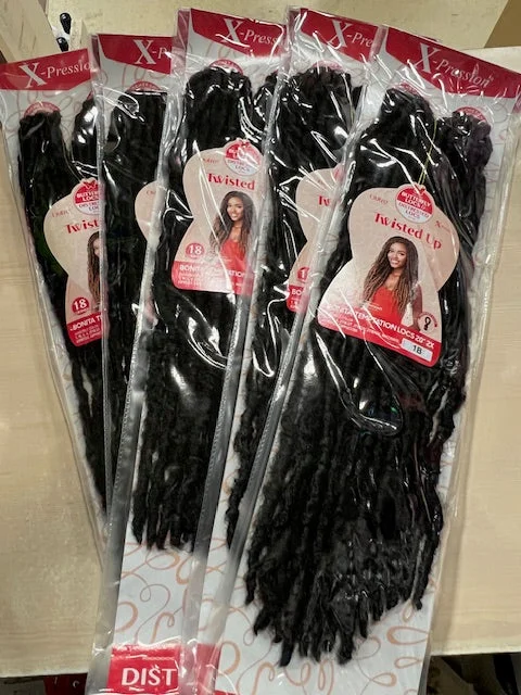 Braided wigs with a middle - part for a classic and elegant style5 Packs Special Deal for Outre Crochet Braids X-Pression Twisted Up 2X Bonita Temptation Locs 20"