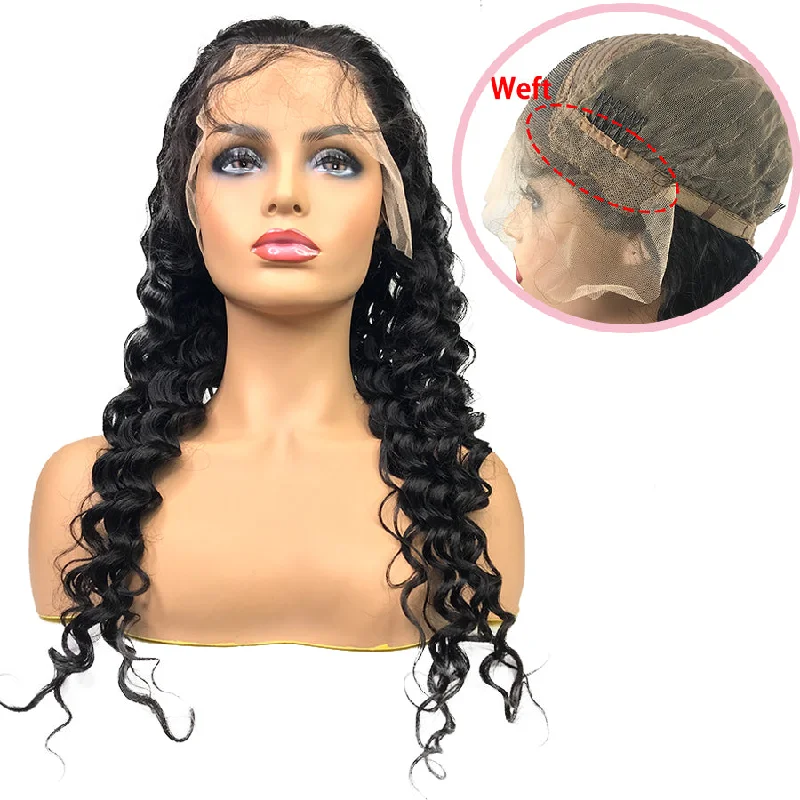 Kinky braided wigs with a tight curl pattern for authenticityTransparent 8A Malaysian Deep Wave Lace Frontal Human Hair Wig (With Weft)