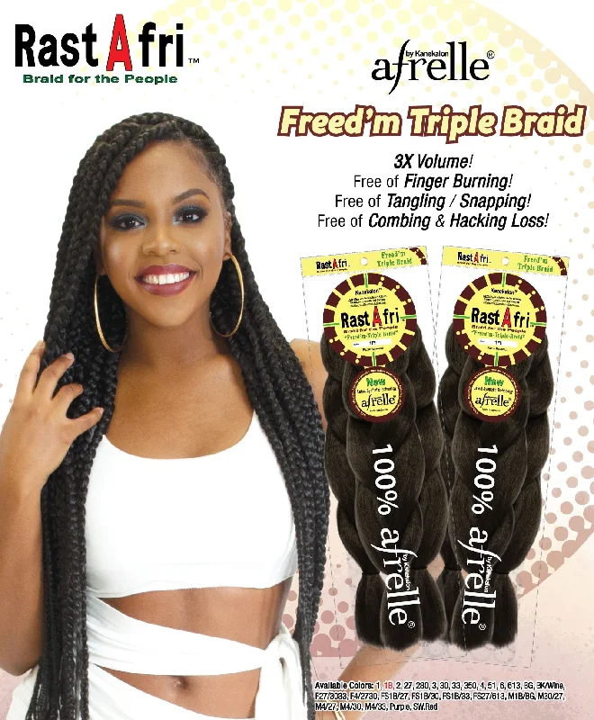 Long - length braided wigs for a glamorous and voluminous styleRastAfri Freed'm Silky Triple Braid - 52"