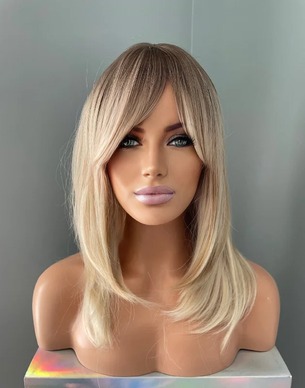 Adjustable - cap bob wig for a comfortable fit"Ava" - Short Layered Blonde Wig