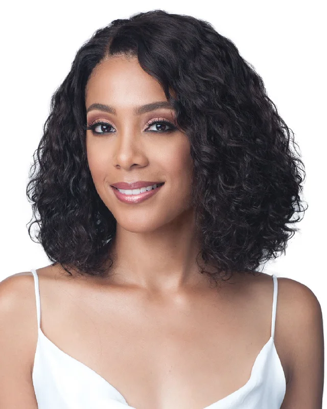 Human - hair wig with a pre - bleached knot for a natural - looking scalpBobbi Boss 100% Unprocessed Human Hair Lace Front Wig - MHLF422 WATER CURL 12"