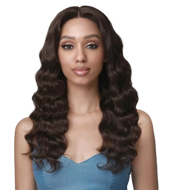 Human - hair wig in a jet - black color for a classic and timeless lookBobbi Boss 100% Unprocessed Human Hair Lace Front Wig - MHLF516 NAHLA