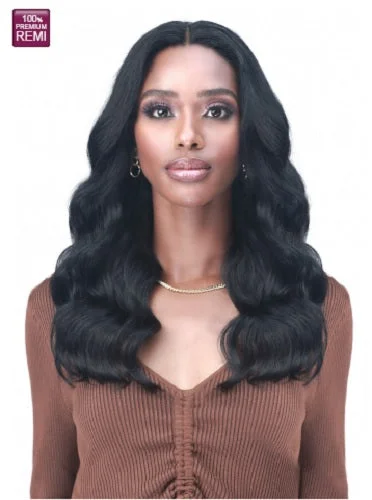 Human - hair wig with a side - part for a more flattering appearanceBobbi Boss 100% Virgin Remy Hair Lace Front Wig - MHLF918 LOOSE DEEP 20