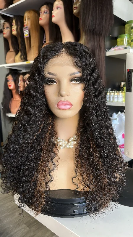 Human - hair wig with a natural - looking root for a more realistic lookBrazilian Curly hair