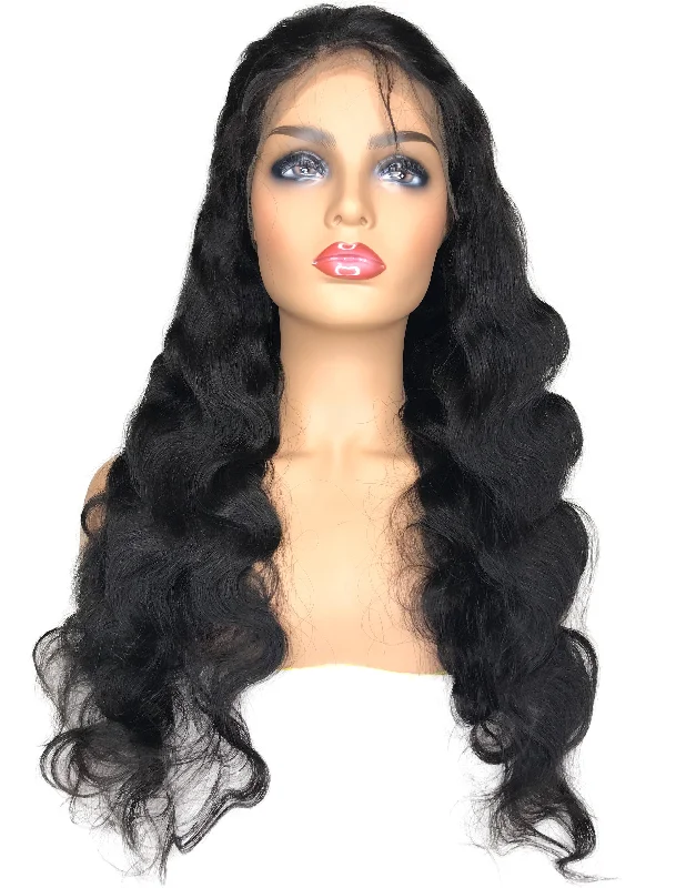 Braided wigs with a middle - part for a classic and elegant style8A Malaysian Body Wave Lace Frontal Human Hair Wig