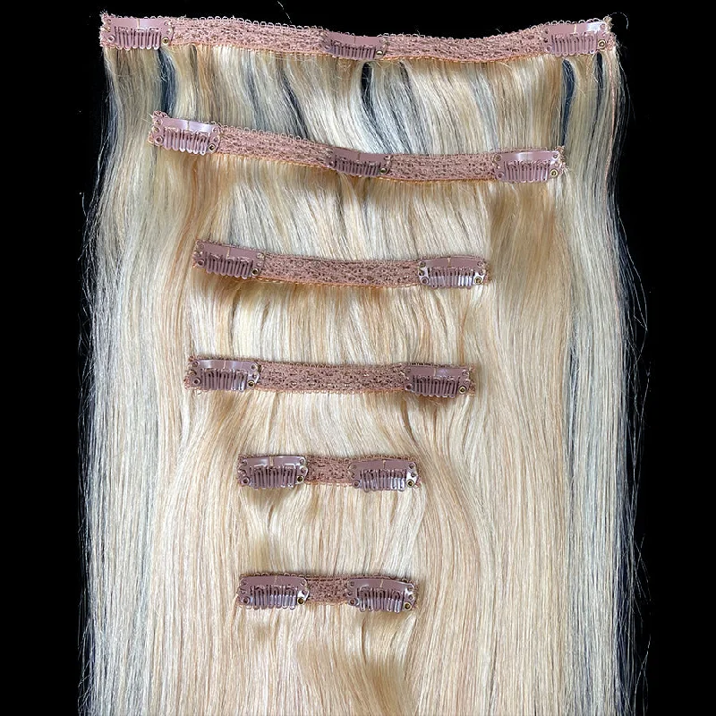 Braided wigs with a pre - plucked hairline for a natural look8A Straight Clip-In Human Hair Extension Color #27/613