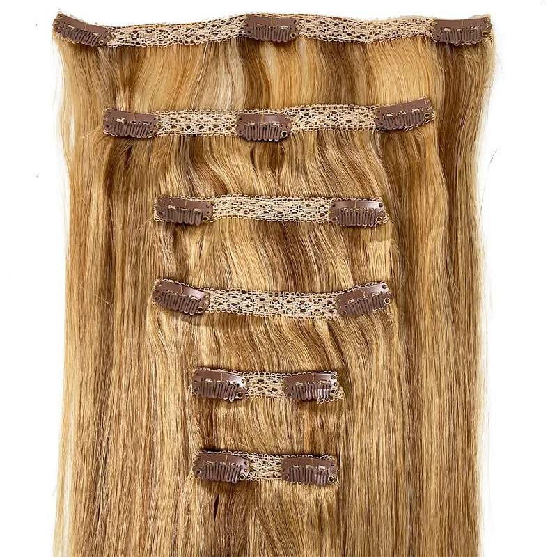 Child - friendly braided wigs with a soft and gentle feel8A Straight Clip-In Human Hair Extension Color F24/27/17