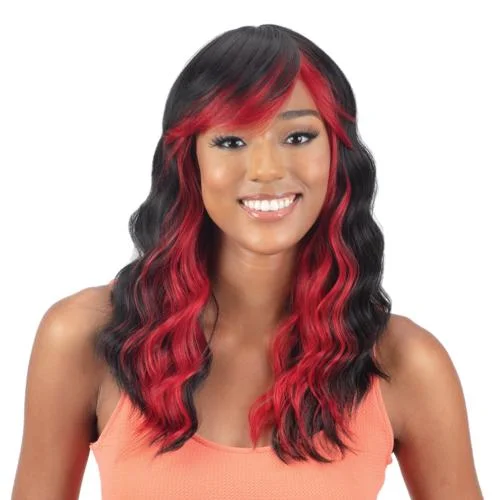 Human - hair wig in a jet - black color for a classic and timeless lookMayde Beauty Human Hair Blend Wig Mocha Honey