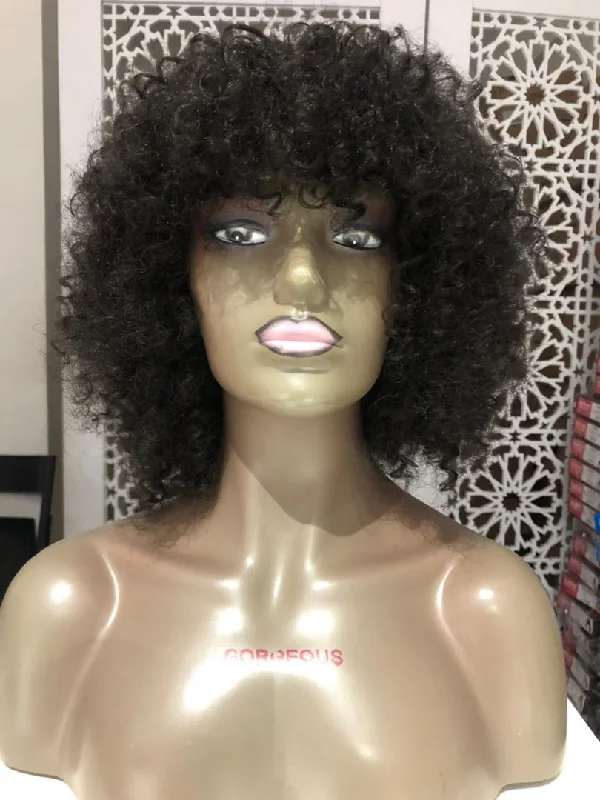 Virgin - human - hair wig with a natural - looking texture for a luxurious feelFringe Bouncy Curl (Grade 8A Human Hair)