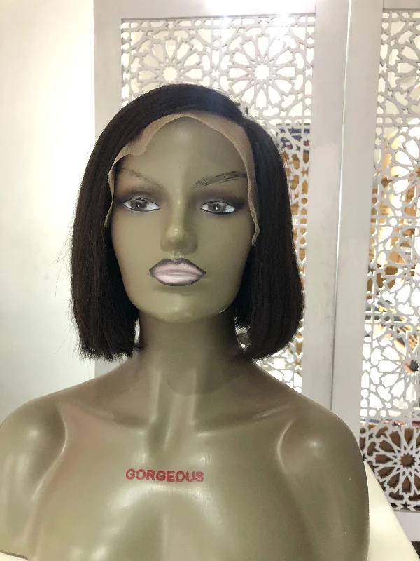 Brazilian - human - hair wig with a full and voluminous lookVIETNAMESE BLUNT FRONTAL BOB HUMAN HAIR WIG