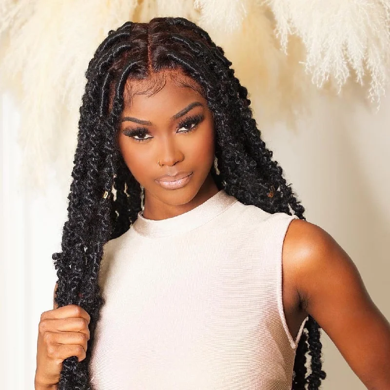 Braided wigs with a side - part for a flattering lookFull Lace Butterfly Loc Unit