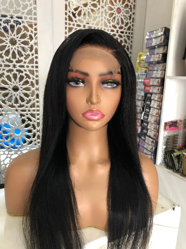 Human - hair wig with a wavy texture for a beachy and relaxed lookGrade 11A Silky Straight Peruvian Human Hair Wig