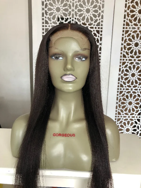 Human - hair wig with a straight texture for a sleek and minimalist lookGrade 12A Silky Straight Peruvian Human Hair Wig