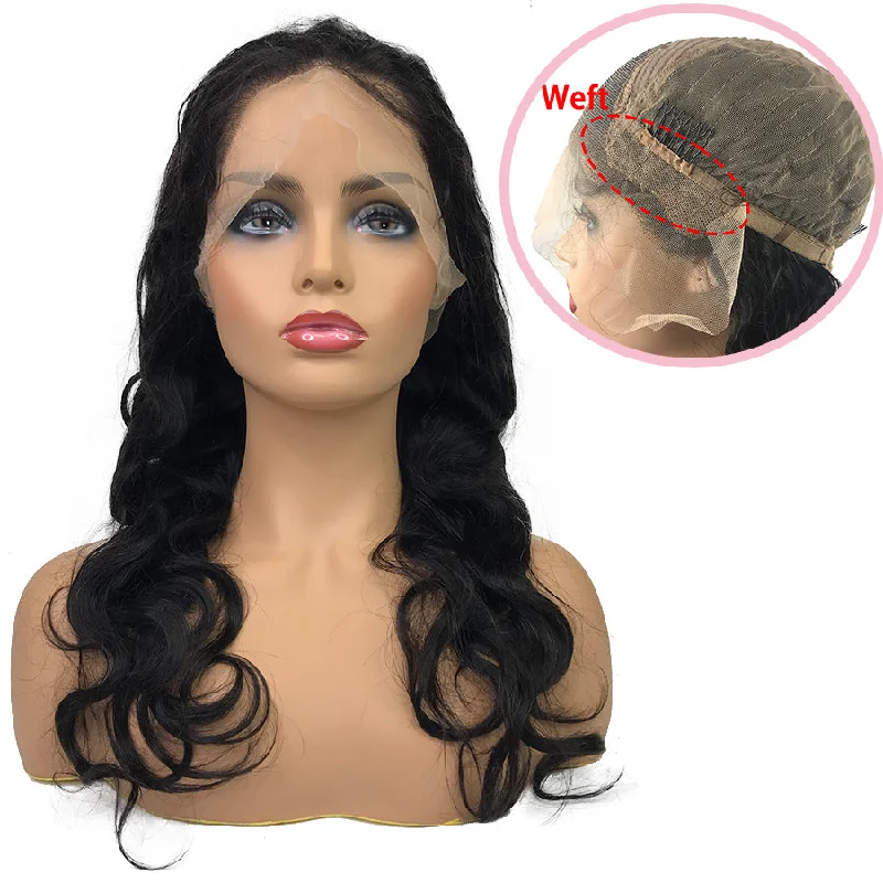 Human hair braided wigs for a luxurious feelTransparent 8A Malaysian Body Wave Lace Frontal Human Hair Wig (With Weft)