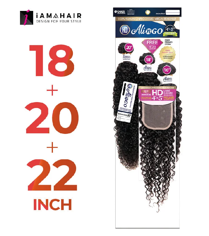 Bob - length braided wigs for a short and sassy lookNew Born Free 100% Human Hair ALI N GO 3PCS+4x5 HD CLOSURE-(18+20+22)+14 BOHEMIAN WAVE - HDAG344B5